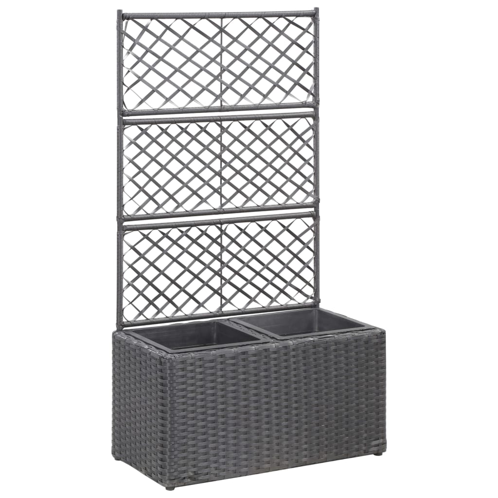 Letto Rialzato A Traliccio 2 Vasi 58x30x107 Cm Polyrattan Nero