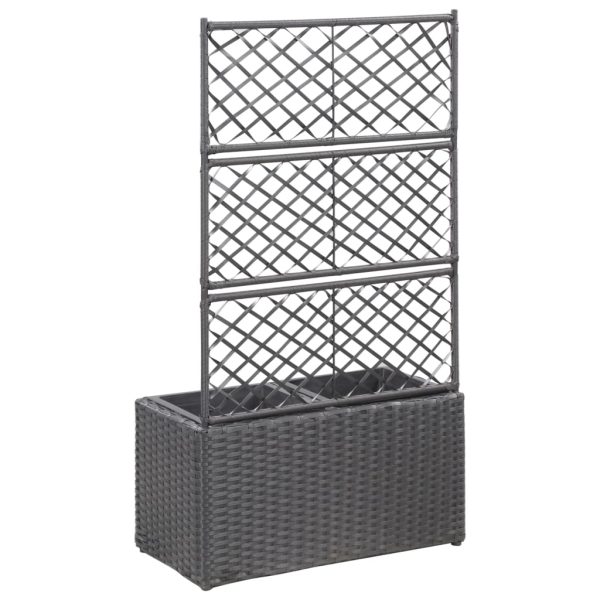 Letto Rialzato A Traliccio 2 Vasi 58x30x107 Cm Polyrattan Nero - Image 3