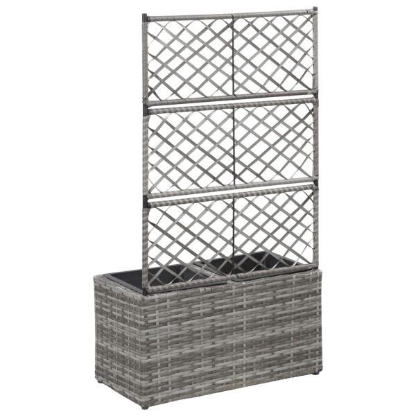Letto Rialzato A Traliccio 2 Vasi 58x30x107cm Polyrattan Grigio - Image 3
