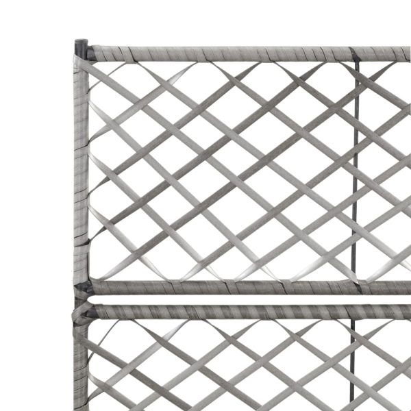 Letto Rialzato A Traliccio 2 Vasi 58x30x107cm Polyrattan Grigio - Image 5