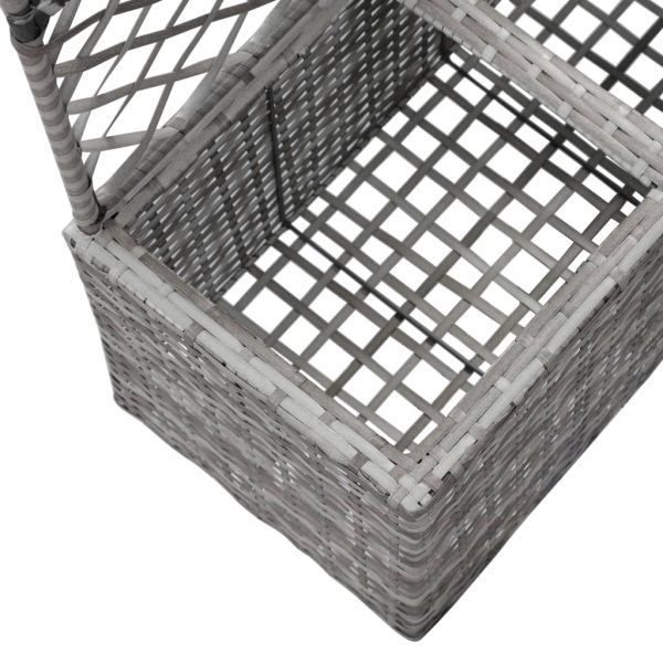 Letto Rialzato A Traliccio 2 Vasi 58x30x107cm Polyrattan Grigio - Image 6
