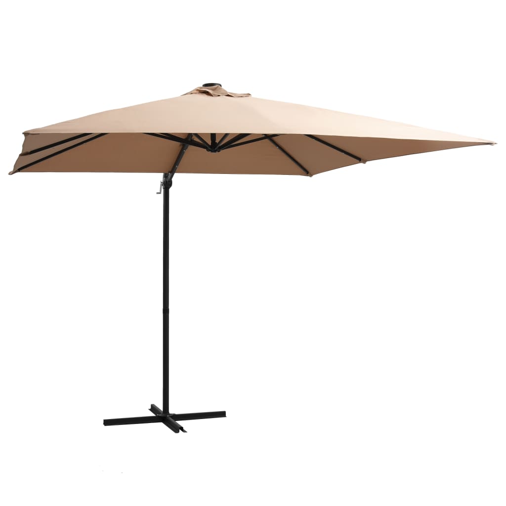 Ombrellone A Sbalzo Con Led E Palo In Acciaio 250x250cm Tortora
