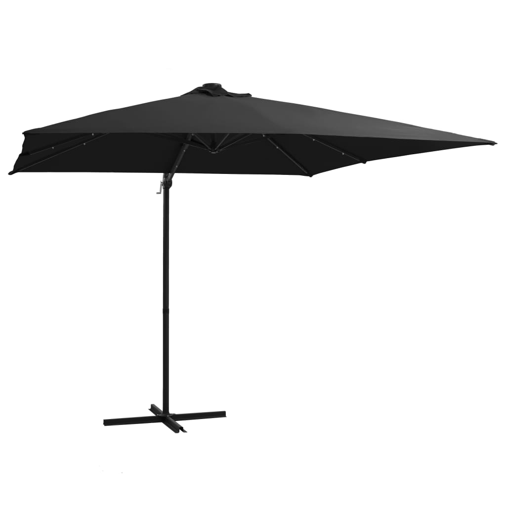 Ombrellone A Sbalzo Con Led E Palo In Acciaio 250x250 Cm Nero