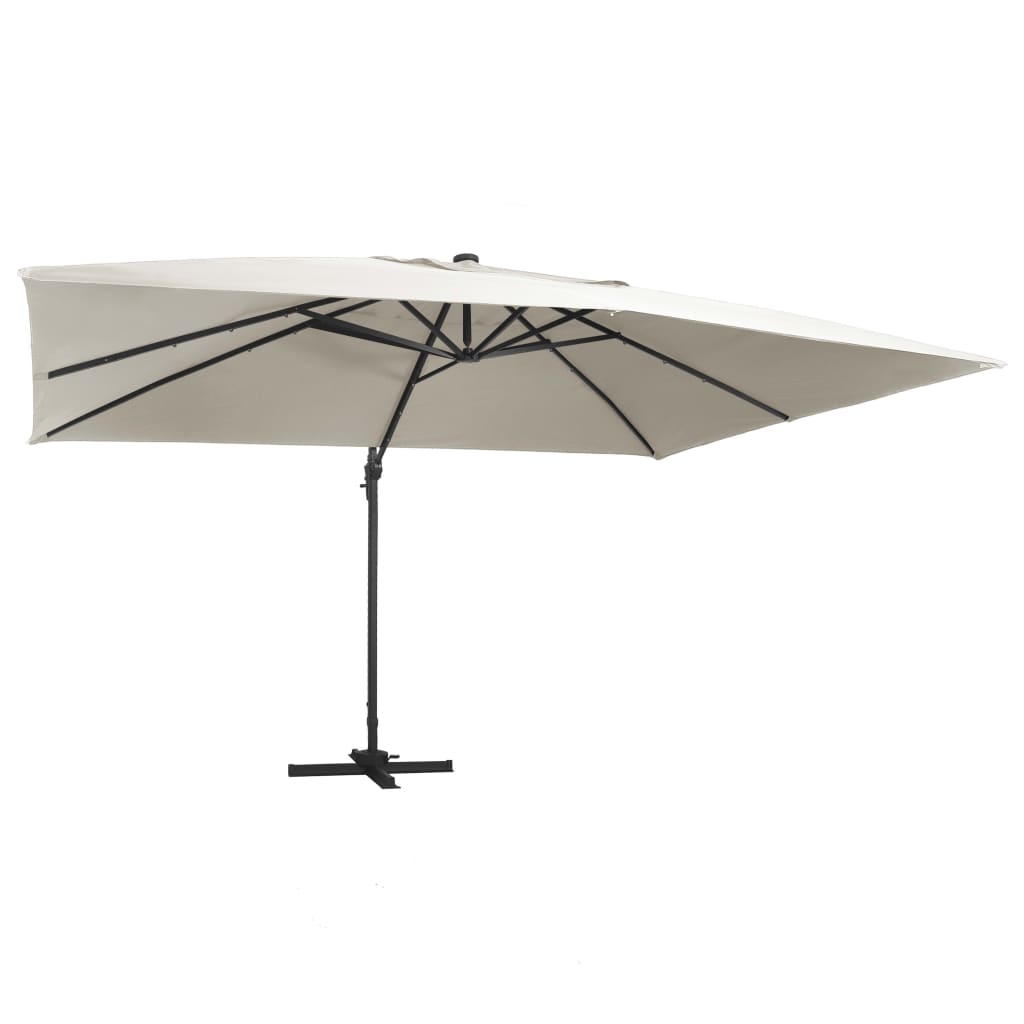 Ombrellone A Sbalzo Con Led Palo In Alluminio 400x300 Cm Sabbia