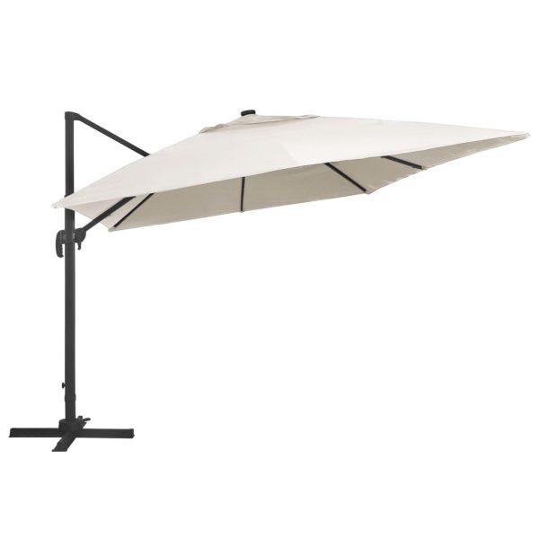 Ombrellone A Sbalzo Con Led Palo In Alluminio 400x300 Cm Sabbia - Image 3