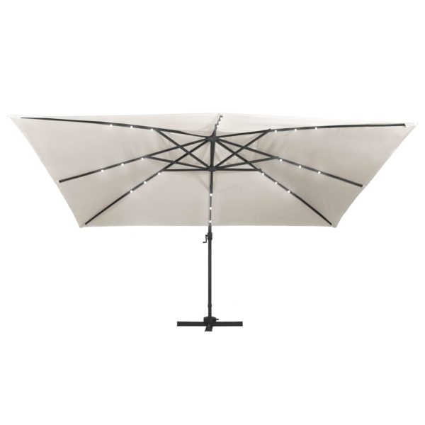 Ombrellone A Sbalzo Con Led Palo In Alluminio 400x300 Cm Sabbia - Image 4