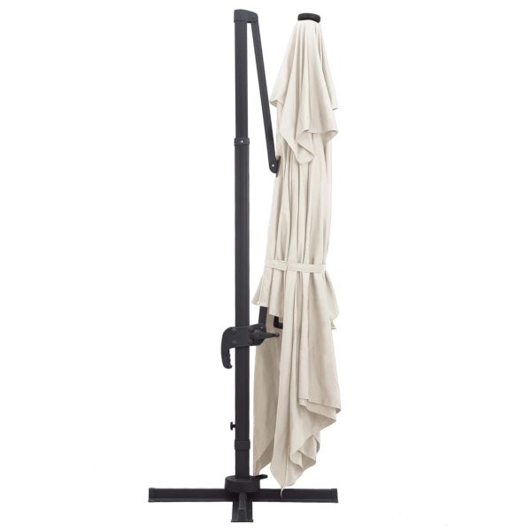 Ombrellone A Sbalzo Con Led Palo In Alluminio 400x300 Cm Sabbia - Image 5