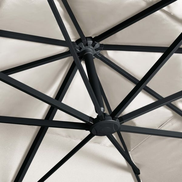 Ombrellone A Sbalzo Con Led Palo In Alluminio 400x300 Cm Sabbia - Image 6