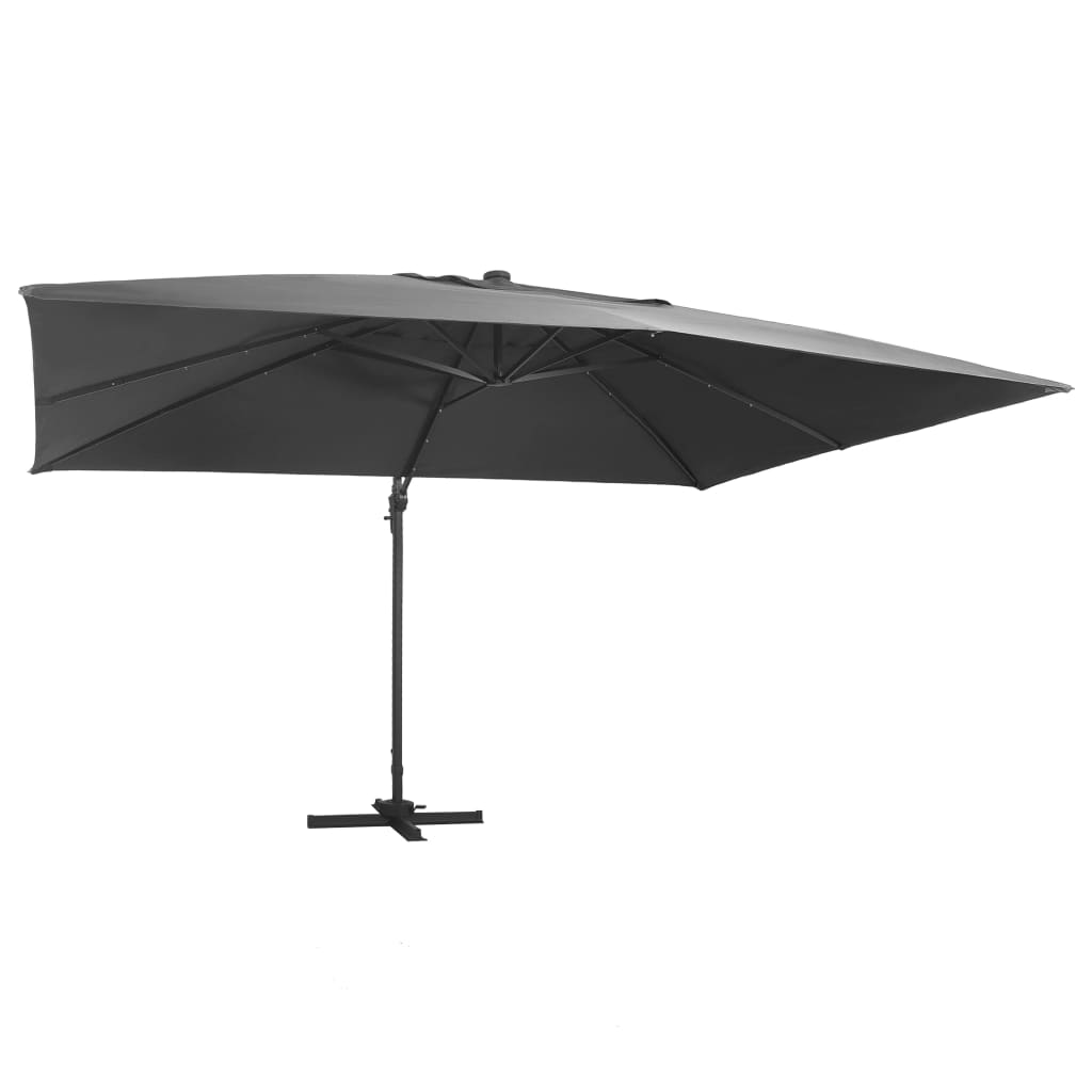 Ombrellone A Sbalzo Con Led Palo Alluminio 400x300 Cm Antracite