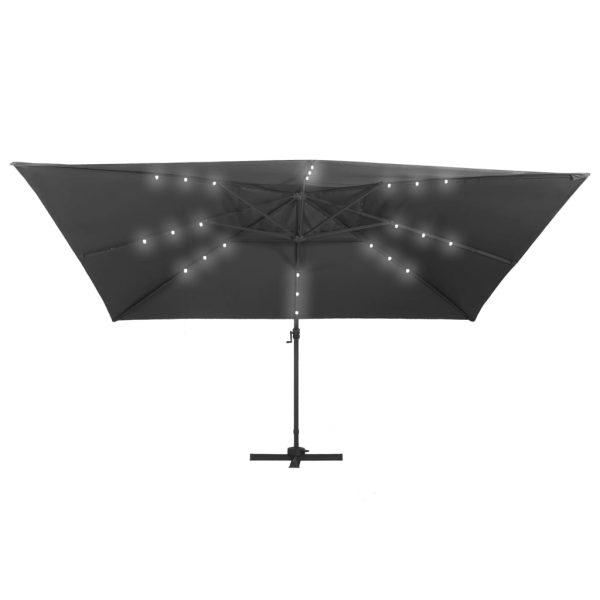 Ombrellone A Sbalzo Con Led Palo Alluminio 400x300 Cm Antracite - Image 4