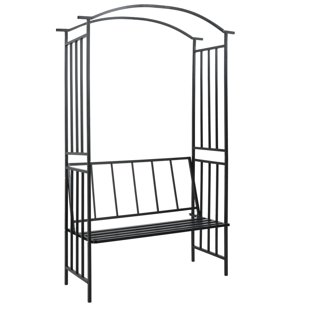 Arco Da Giardino Con Panca Nero 128x50x207 Cm In Ferro