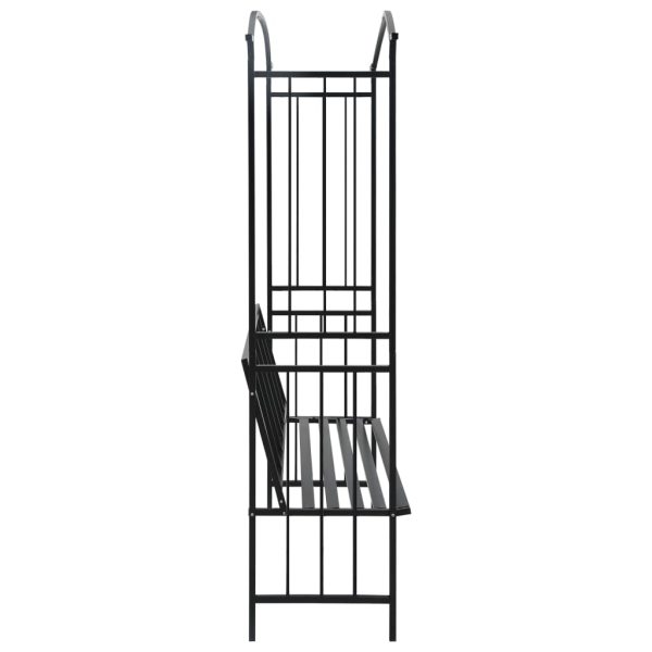 Arco Da Giardino Con Panca Nero 128x50x207 Cm In Ferro - Image 3