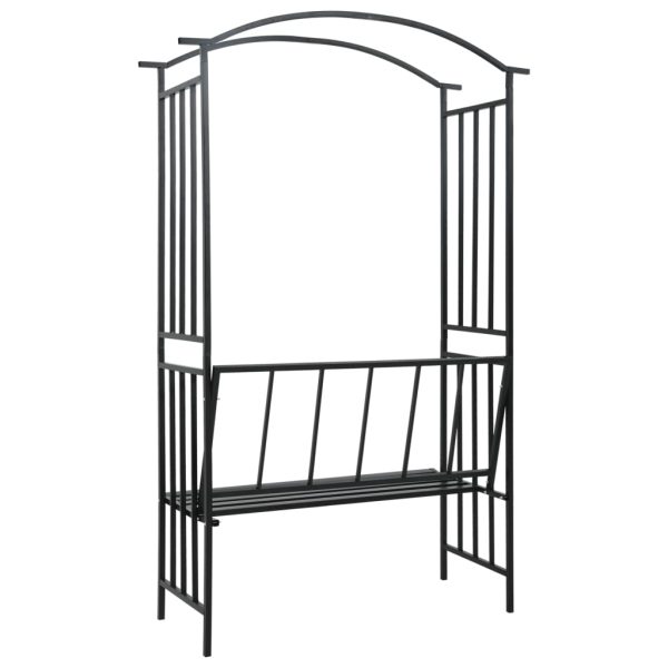 Arco Da Giardino Con Panca Nero 128x50x207 Cm In Ferro - Image 4