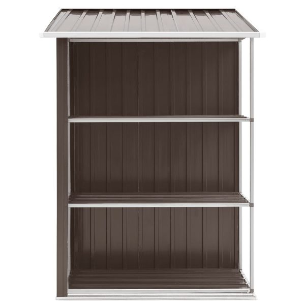 Capanno Da Giardino Con Scaffali Marrone 205x130x183 Cm Ferro - Image 5