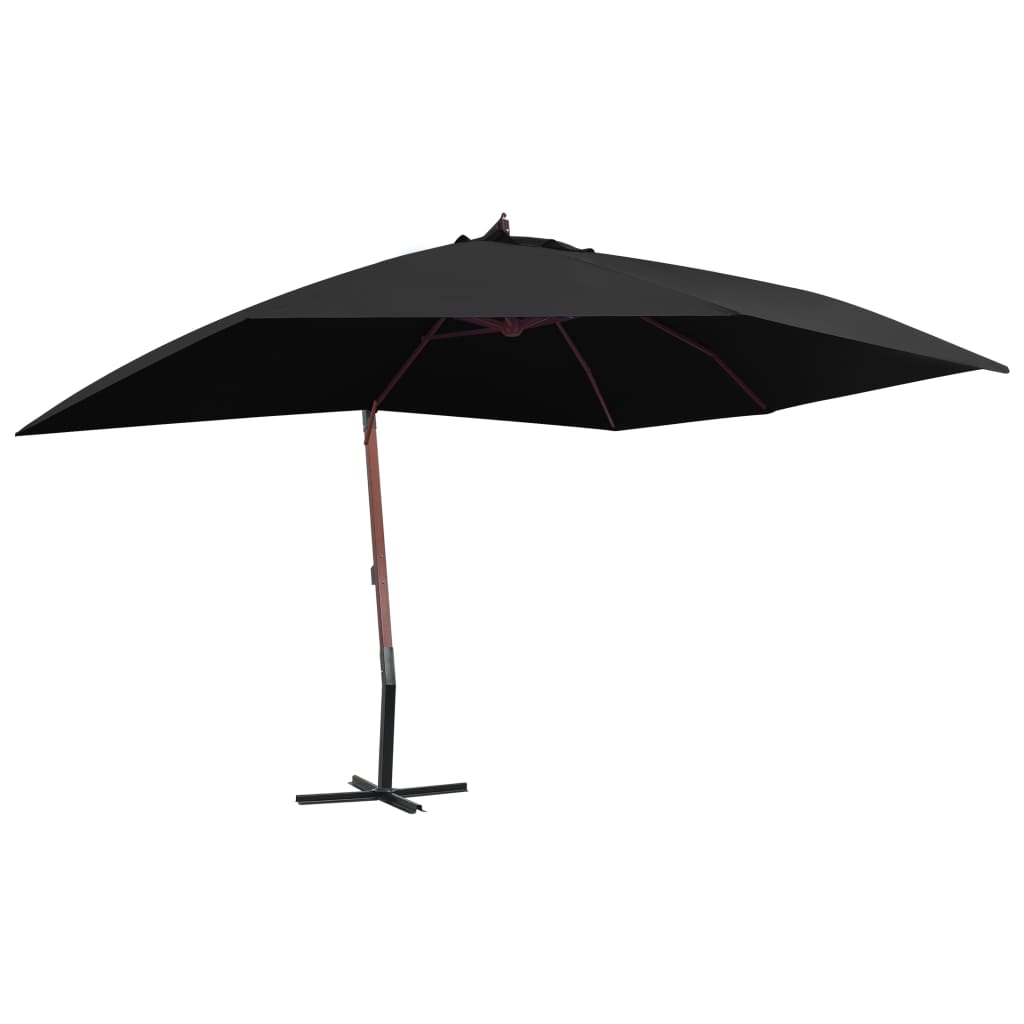 Ombrellone A Sbalzo Con Palo In Legno 400x300 Cm Nero