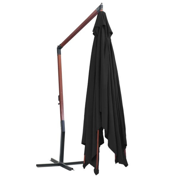 Ombrellone A Sbalzo Con Palo In Legno 400x300 Cm Nero - Image 4