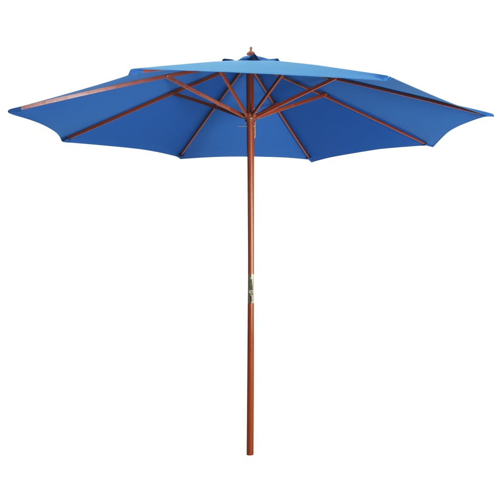 Ombrellone Con Palo In Legno 300x258 Cm Blu