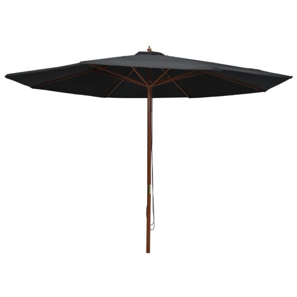 Ombrellone Da Esterni Con Palo In Legno 350 Cm Nero