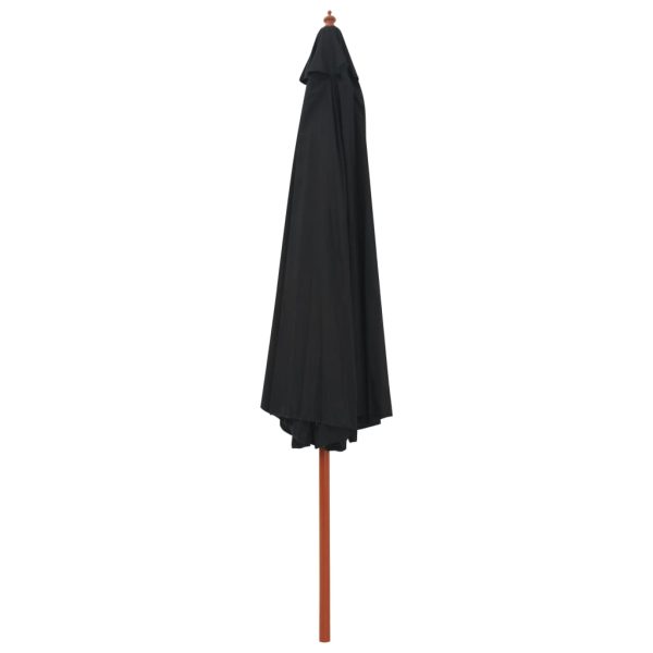 Ombrellone Da Esterni Con Palo In Legno 350 Cm Nero - Image 2
