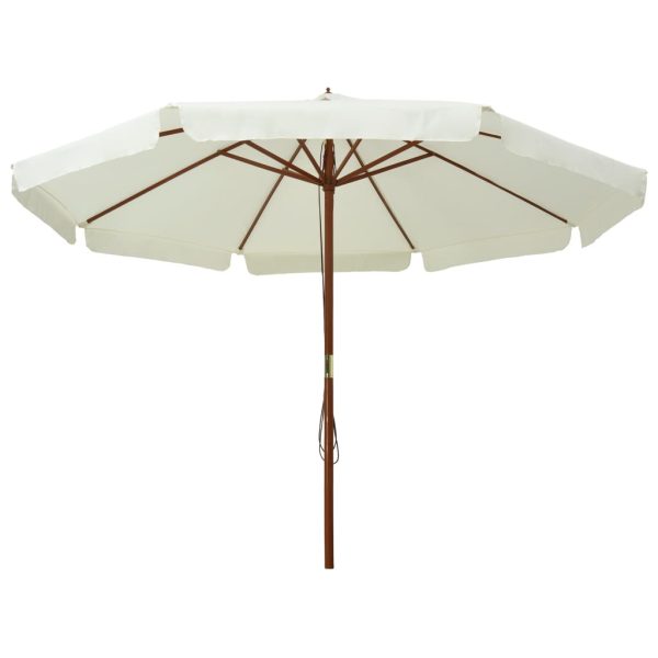 Ombrellone Da Esterno Con Palo In Legno 330 Cm Bianco Sabbia - Image 2