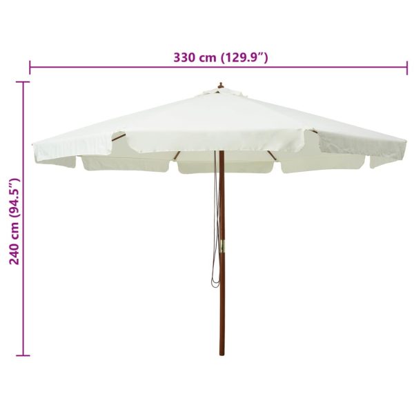 Ombrellone Da Esterno Con Palo In Legno 330 Cm Bianco Sabbia - Image 5