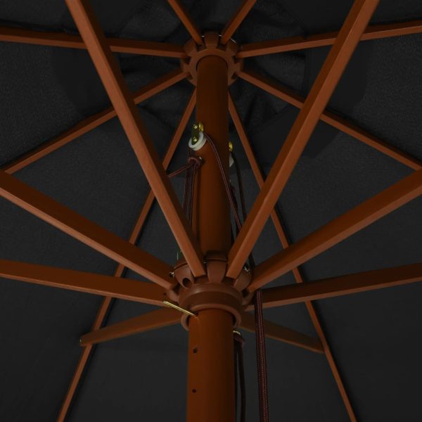 Ombrellone Da Esterni Con Palo In Legno 300 Cm Antracite - Image 4