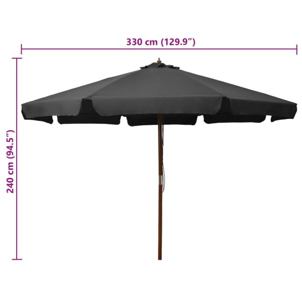 Ombrellone Da Esterni Con Palo In Legno 300 Cm Antracite - Image 5