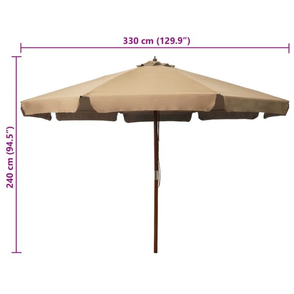 Ombrellone Da Esterni Con Palo In Legno 330 Cm Grigio Talpa - Image 5