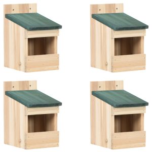 Casette Per Uccelli 4 Pz 12x16x20 Cm In Legno Di Abete