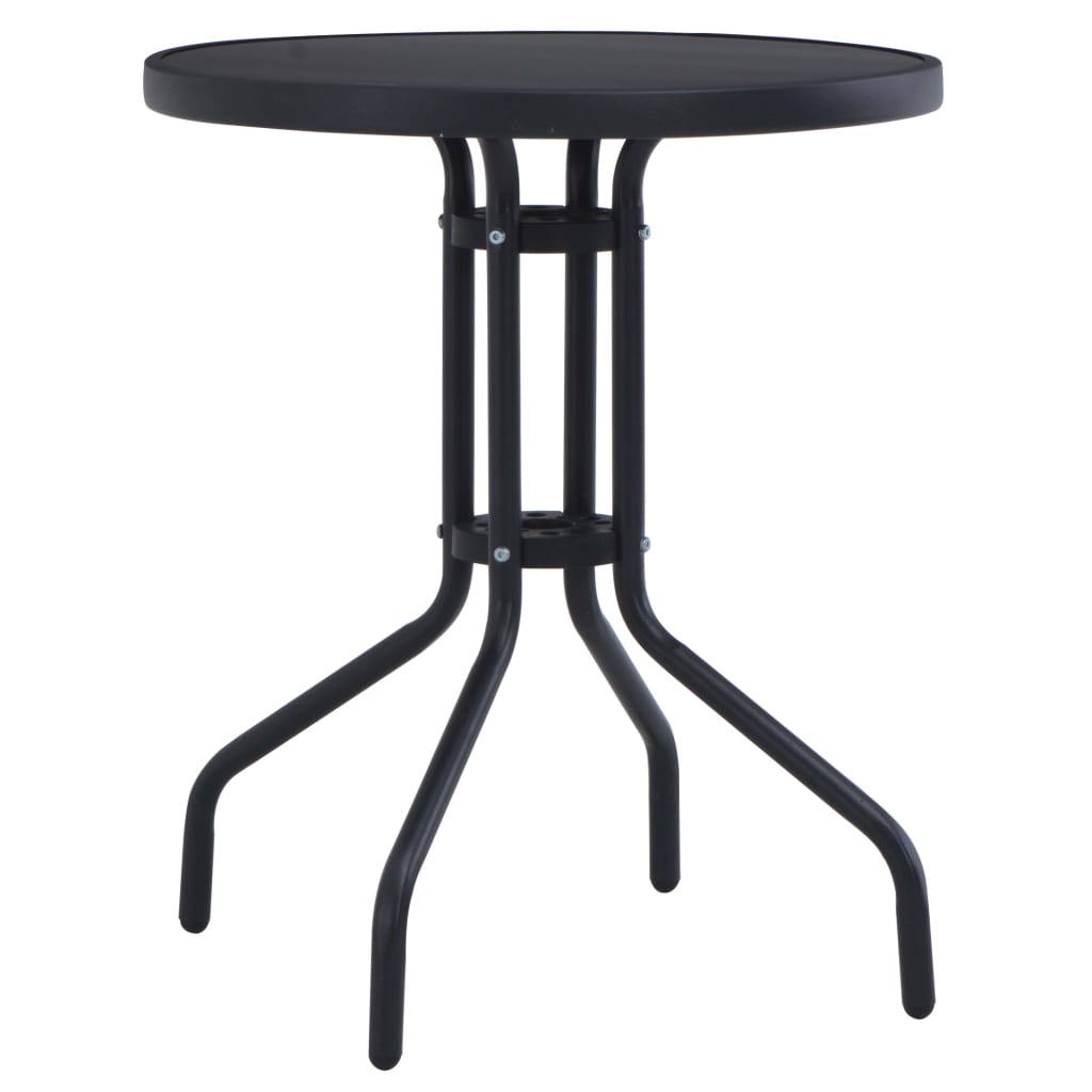 Tavolo Da Giardino Nero 60 Cm In Acciaio E Vetro