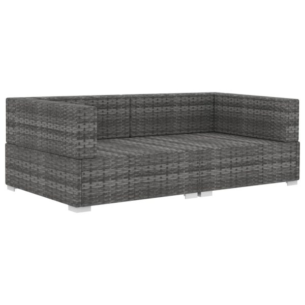 Poltrone Modulari Ad Angolo Con Cuscini 2 Pz Polyrattan Grigio - Image 3