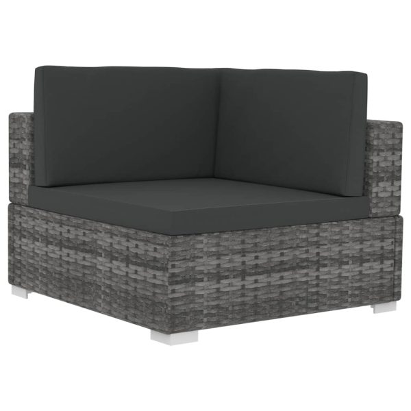 Poltrone Modulari Ad Angolo Con Cuscini 2 Pz Polyrattan Grigio - Image 4