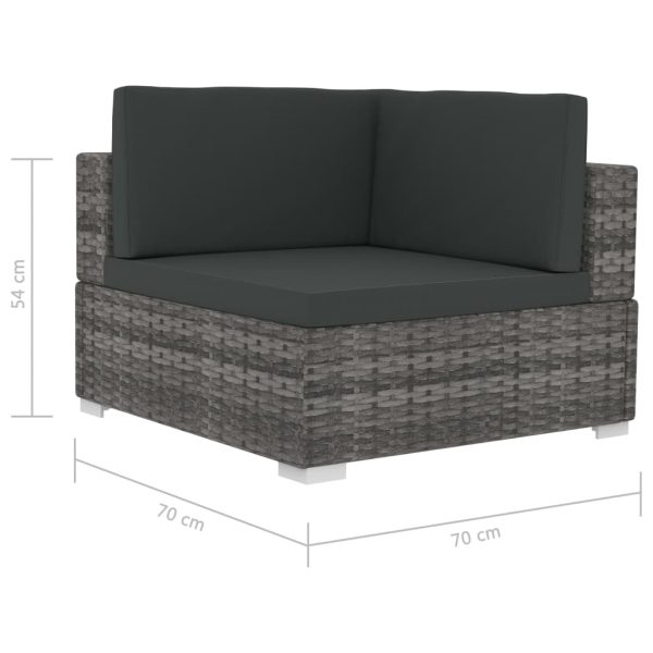 Poltrone Modulari Ad Angolo Con Cuscini 2 Pz Polyrattan Grigio - Image 5