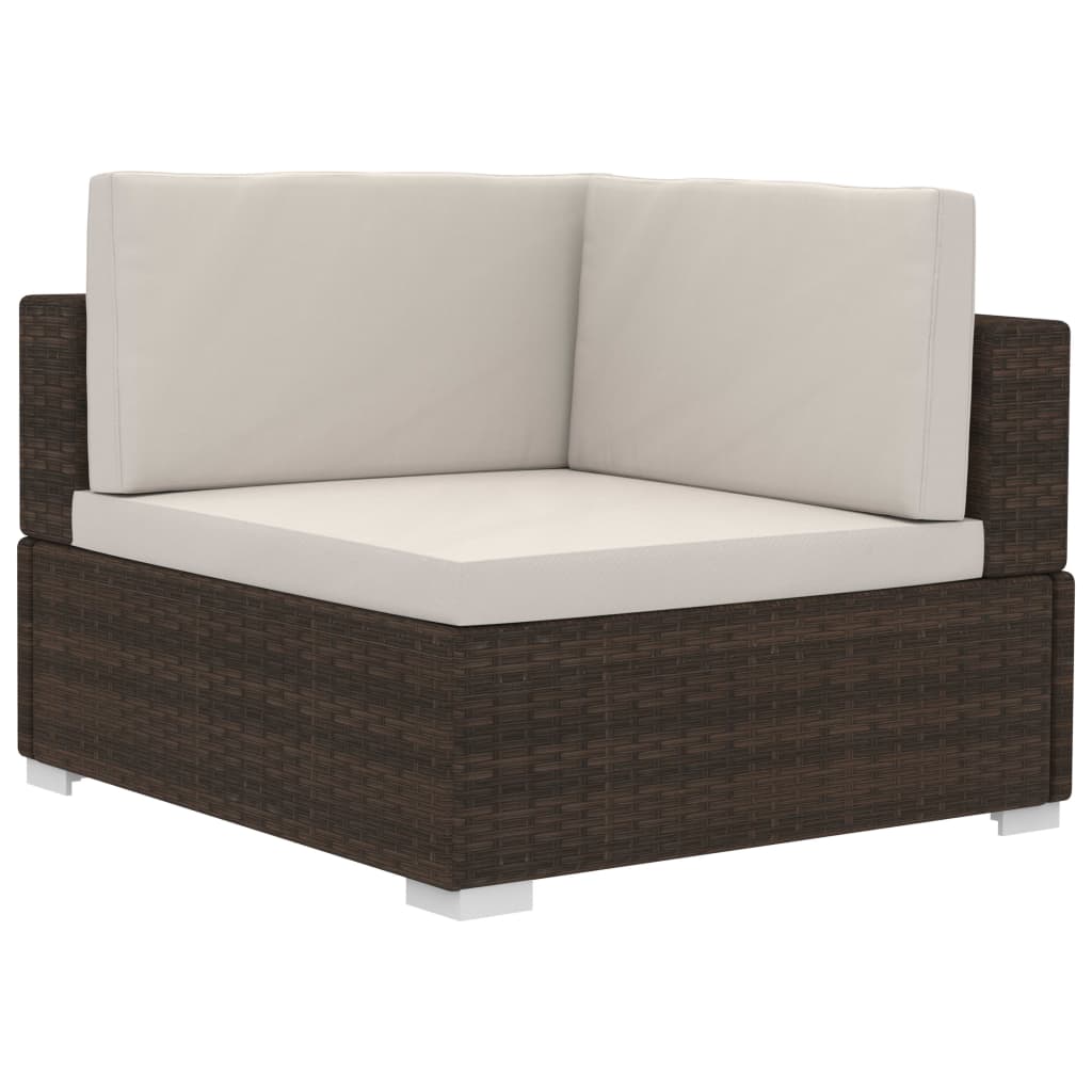 Set Divani Da Giardino 3 Pz Con Cuscini In Polyrattan Marrone - Image 4