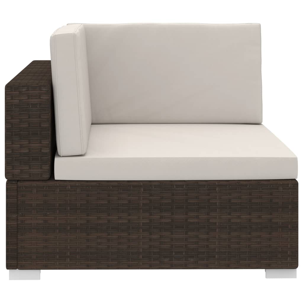Set Divani Da Giardino 3 Pz Con Cuscini In Polyrattan Marrone - Image 5
