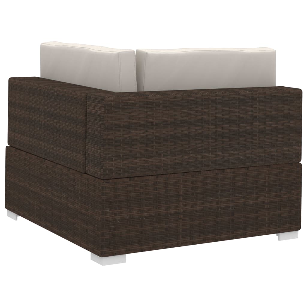 Set Divani Da Giardino 3 Pz Con Cuscini In Polyrattan Marrone - Image 6