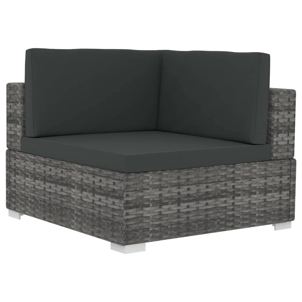 Set Divani Da Giardino 3 Pz Con Cuscini In Polyrattan Grigio - Image 4