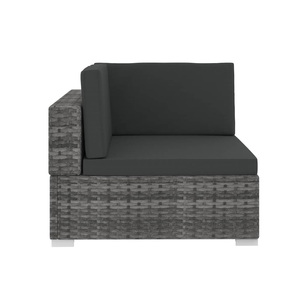 Set Divani Da Giardino 3 Pz Con Cuscini In Polyrattan Grigio - Image 5