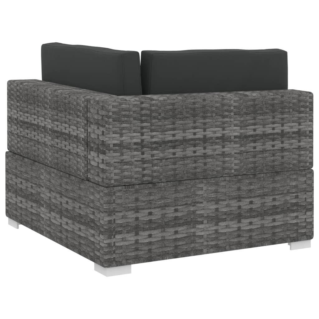 Set Divani Da Giardino 3 Pz Con Cuscini In Polyrattan Grigio - Image 6