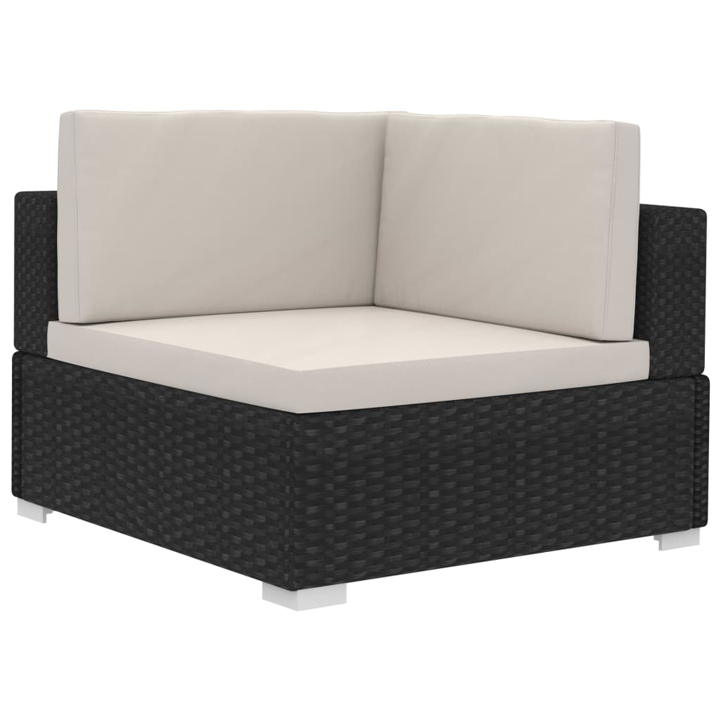 Set Divani Da Giardino 4 Pz Con Cuscini In Polyrattan Nero - Image 4