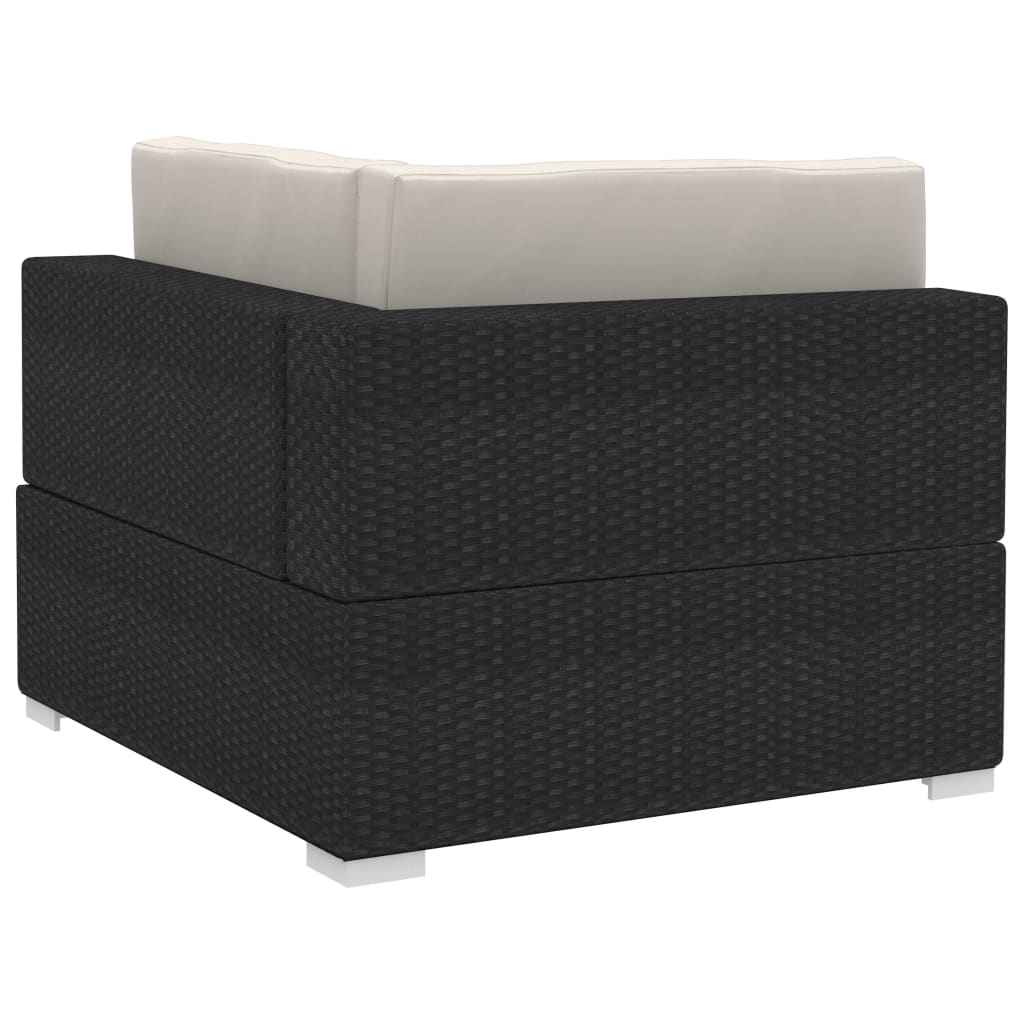 Set Divani Da Giardino 4 Pz Con Cuscini In Polyrattan Nero - Image 6