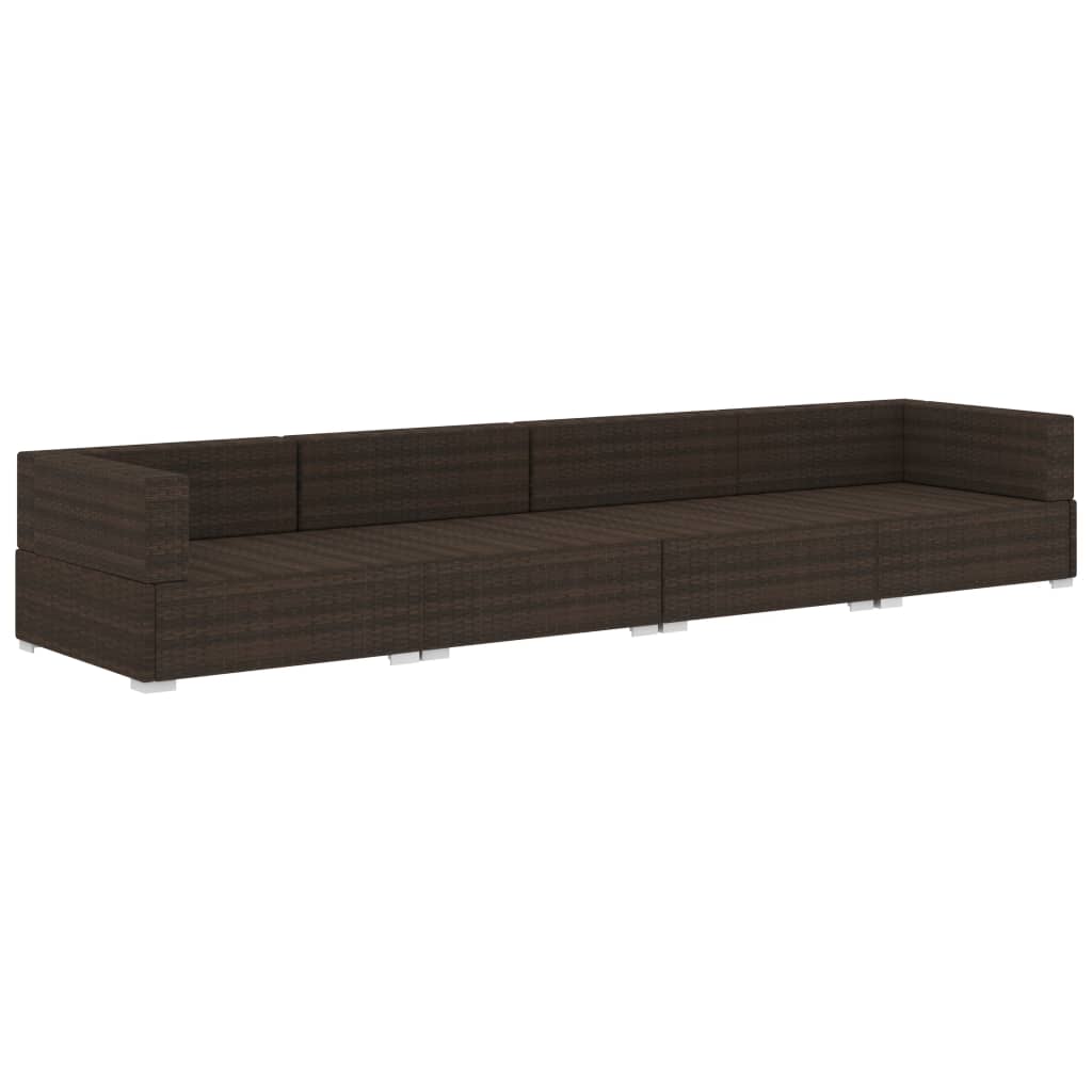 Set Divani Da Giardino 4 Pz Con Cuscini In Polyrattan Marrone - Image 3