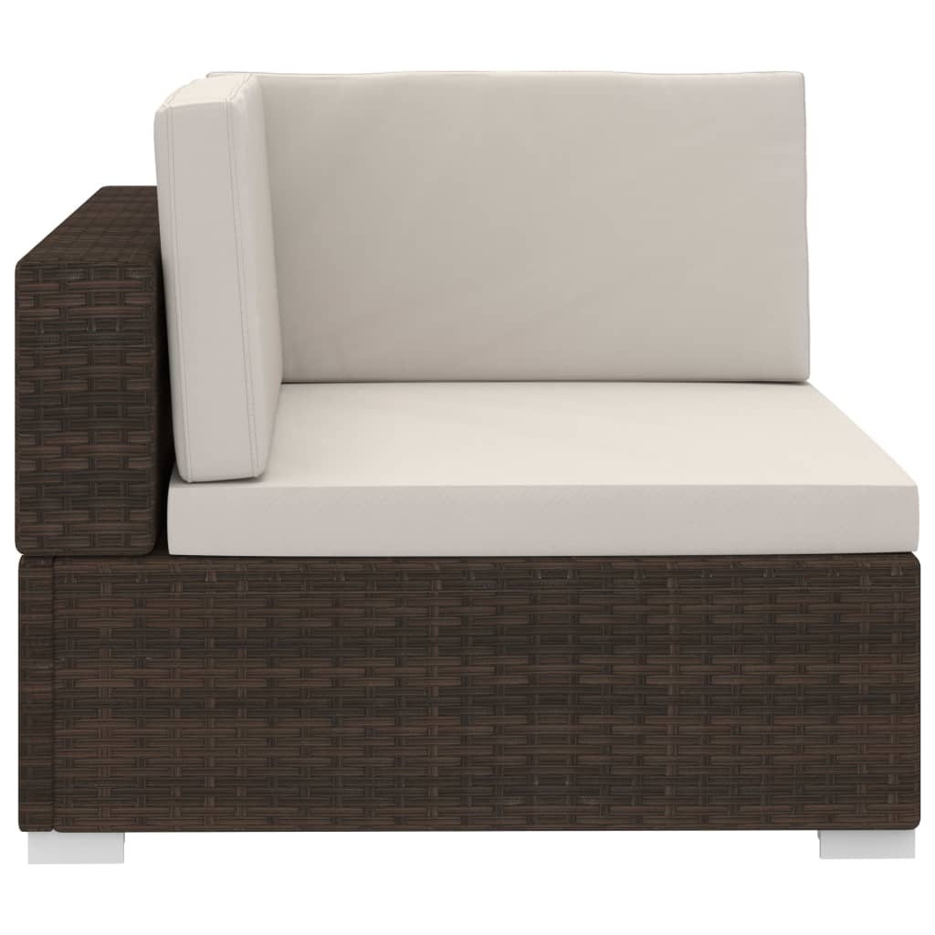Set Divani Da Giardino 4 Pz Con Cuscini In Polyrattan Marrone - Image 5