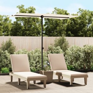 Ombrellone Da Esterni Palo In Alluminio 180x110cm Bianco Sabbia