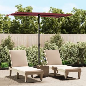 Ombrellone Da Giardino Con Palo In Alluminio 180x110 Cm Bordò