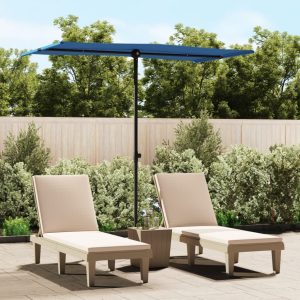 Ombrellone Da Giardino Con Palo In Alluminio 180x110 Cm Azzurro