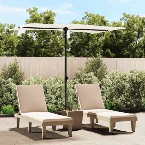 Ombrellone Da Giardino Palo In Alluminio 2x1,5 M Bianco Sabbia