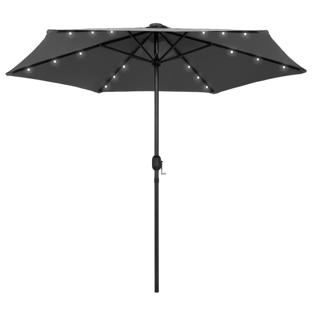 Ombrellone Con Luci A Led E Palo In Alluminio 270 Cm Antracite