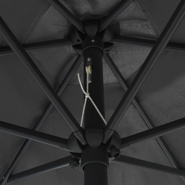 Ombrellone Con Luci A Led E Palo In Alluminio 270 Cm Antracite - Image 5