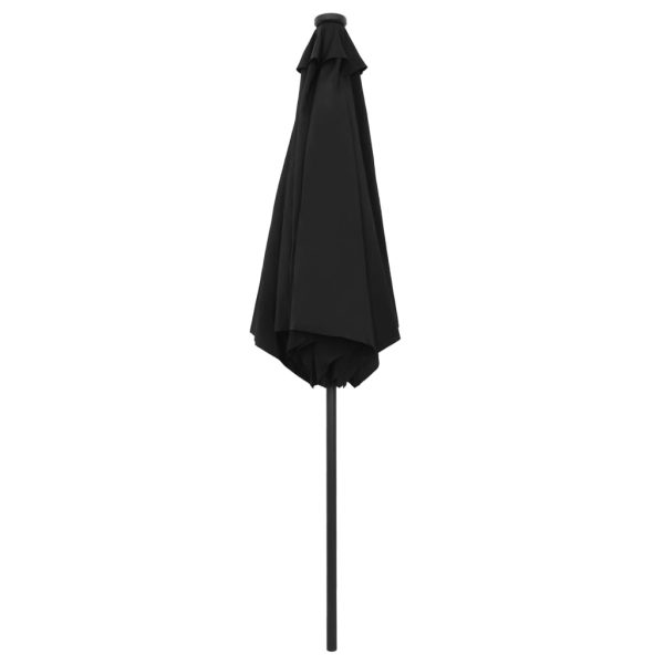 Ombrellone Con Luci A Led E Palo Alluminio 270 Cm Nero - Image 4